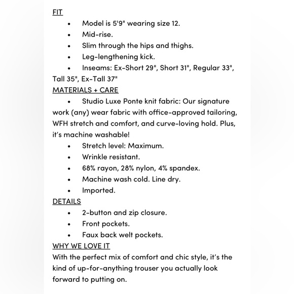 Torrid Deep Black Trouser Boot Studio Luxe Ponte Mid-Rise Pant - Picture 3 of 10